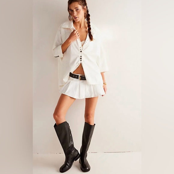 NWOT We The Free Pima Cotton Sophie Shirt Medium Oversized Made Morocco Spain 🇪🇸 - Picture 4 of 14